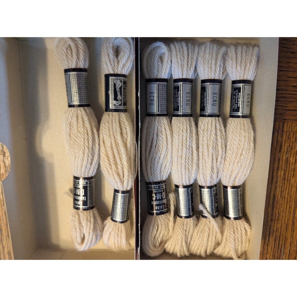 6 Skeins Laine Tapisserie DMC 100% Wool 8 Meters ea #7300 Ecru